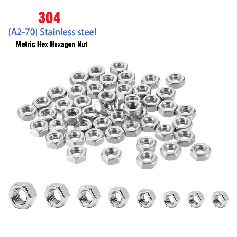 304 الفولاذ المقاوم للصدأ متري عرافة مسدس الجوز DIN934 M2 M3 M4 M5 M6 M8 M10 M12 M16 M20 مشرق النهاية مسدس المكسرات #1