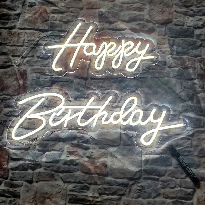 Custom Neon Sign Lights For Room Decor Party  Decoration Flex Led Happy Birthday Neon Sign Lights