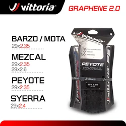 Vittoria Mezcal/Barro/Peypte pneu 29 inches MTB GRAPHENE 2.0 Tubeless Foldable XC Terrain 29X2.35 Anti Puncture Bike Tyres 29