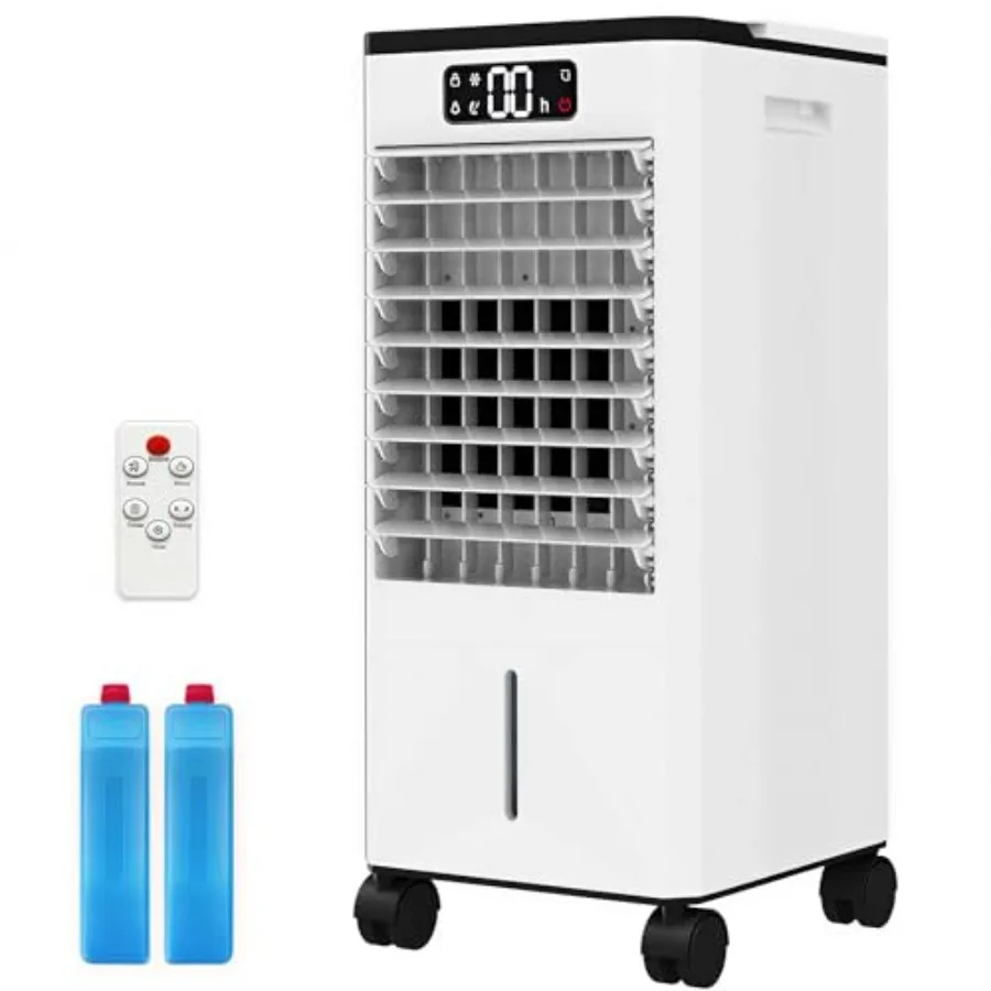 

3-in-1 Portable Air Conditioner for Bedroom Office Dorm RV White Evaporative Cooler Humidifier with 7L Tank Remote 3 Speeds 12H