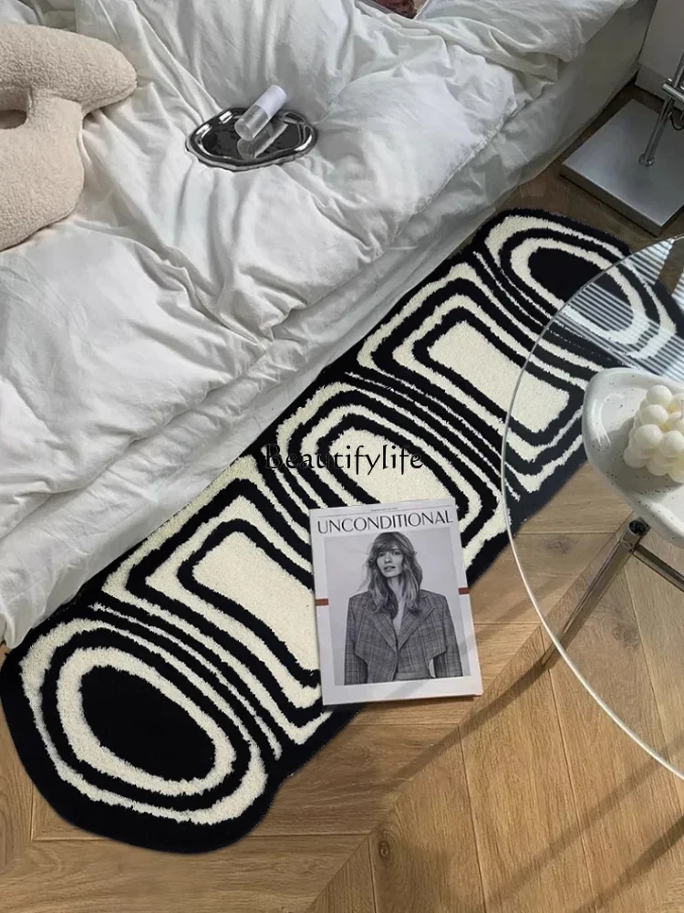 Black and White Style Bedroom Carpet Bedside Room under Bed Living Room Floor Mat Advanced