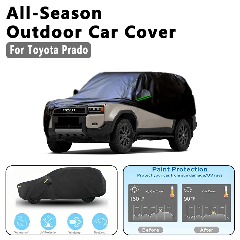 

Автомобильный чехол для Toyota Prado — полная защита на открытом воздухе, водонепроницаемый, пылезащитный, термостойкий, всесезонный, внешние аксессуары