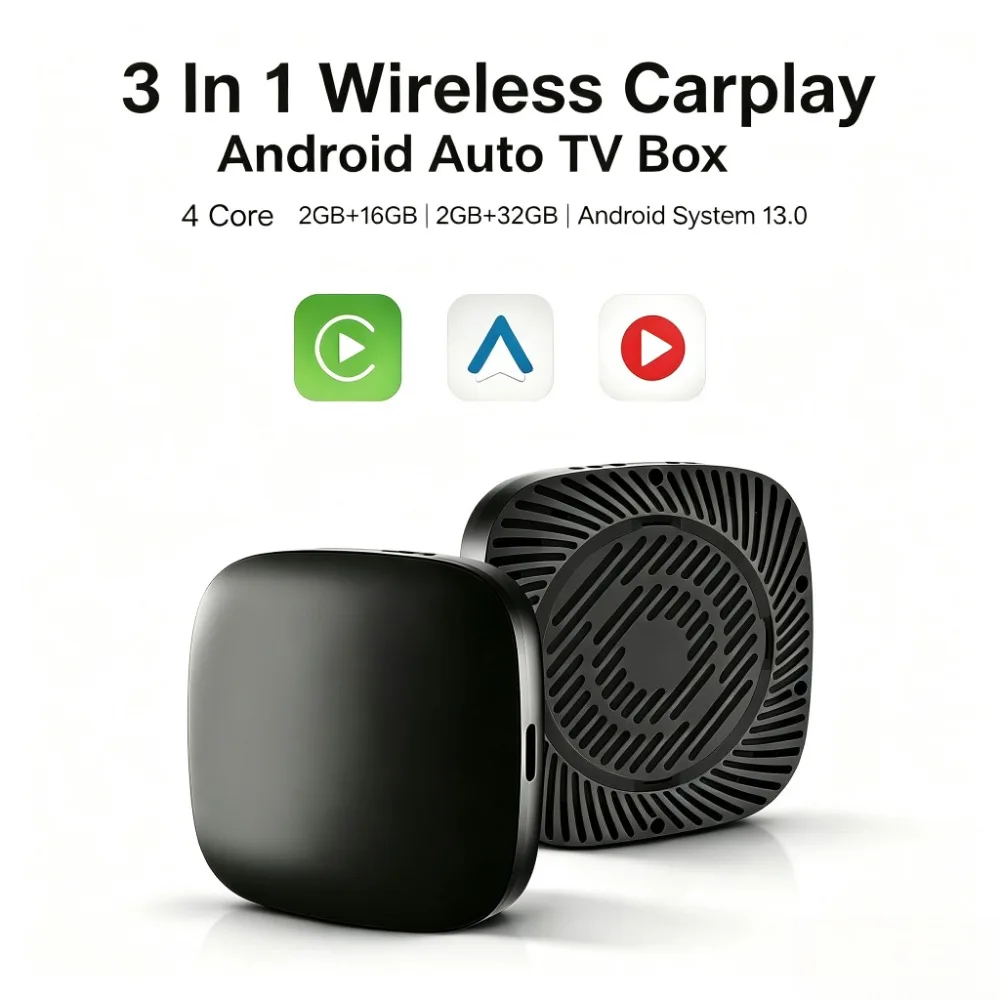 Ezonetronics 3 in 1 CarPlay TV Box 2 in 1 Wireless Apple CarPlay Adapter Bluetooth Android Auto Dongle Car Intelligent Systems