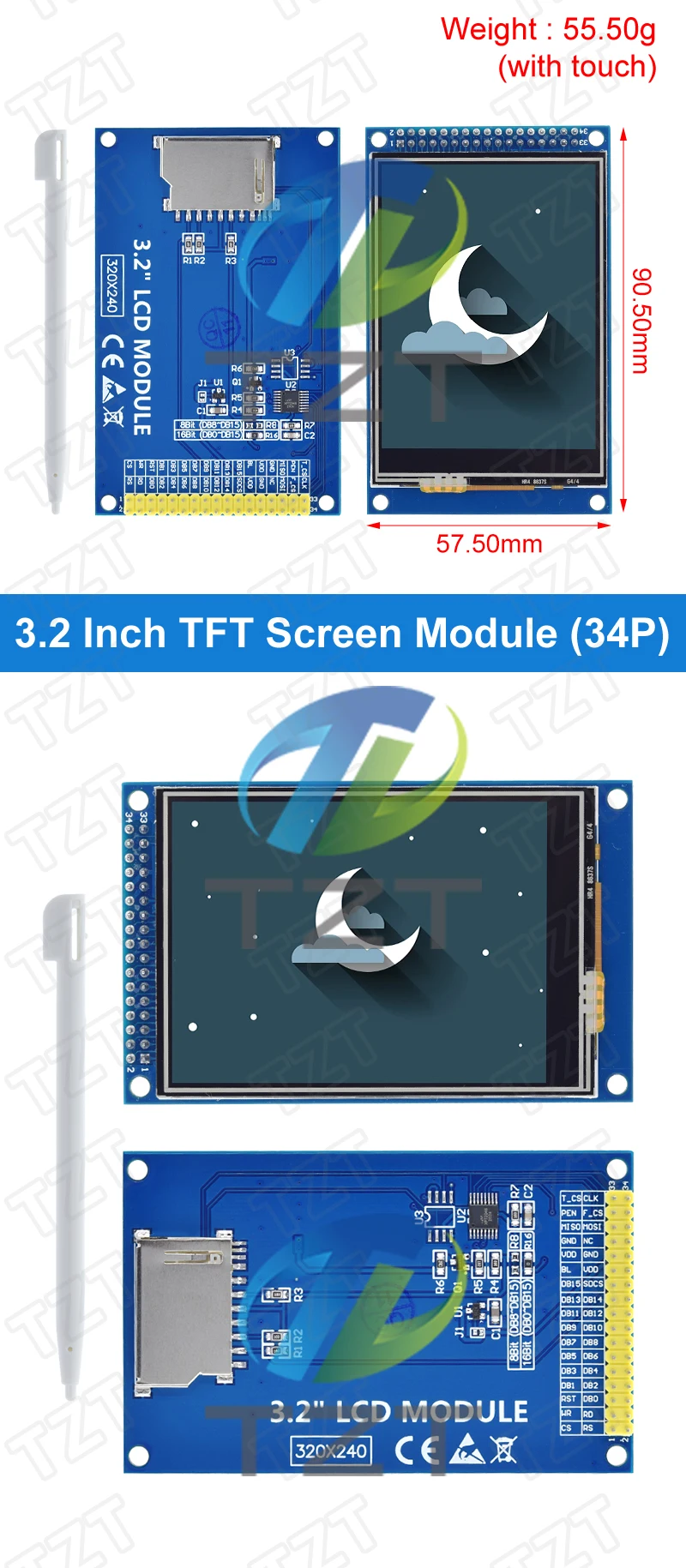 3,2" 3,2 Zoll TFT LCD Touch Screen Modul 240X320 ST7789 ILI9341 LCD Display für Arduino UNO MEGA2560 Board mit/ohne Touch – Detail 7
