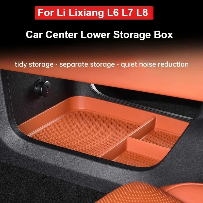 For Li Xiang L6 L7 L8 2024  Center Console Lower Storage Tray Armrest Box Liner Mat Non‑Slip Car Interior Storage Accessories