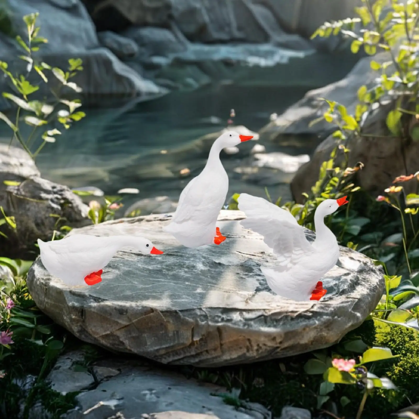 3Pcs Garden Duck Statue Outdoor Decoration Collecting Home Decor Cute Resin Duck Figurine for Porch Farmhouse Indoor/Outdoor
