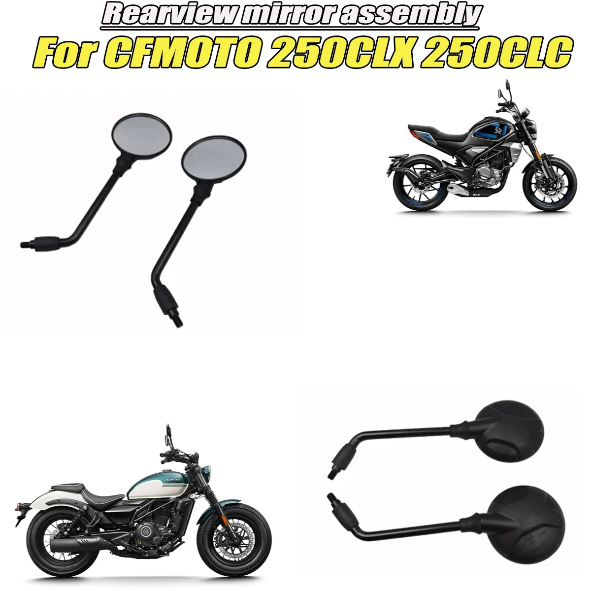 Motorcycle retro rearview mirror reversing mirror assembly Fit For CFMOTO 250CLC CLX250 CL-X250 250CL-X 250CL-C