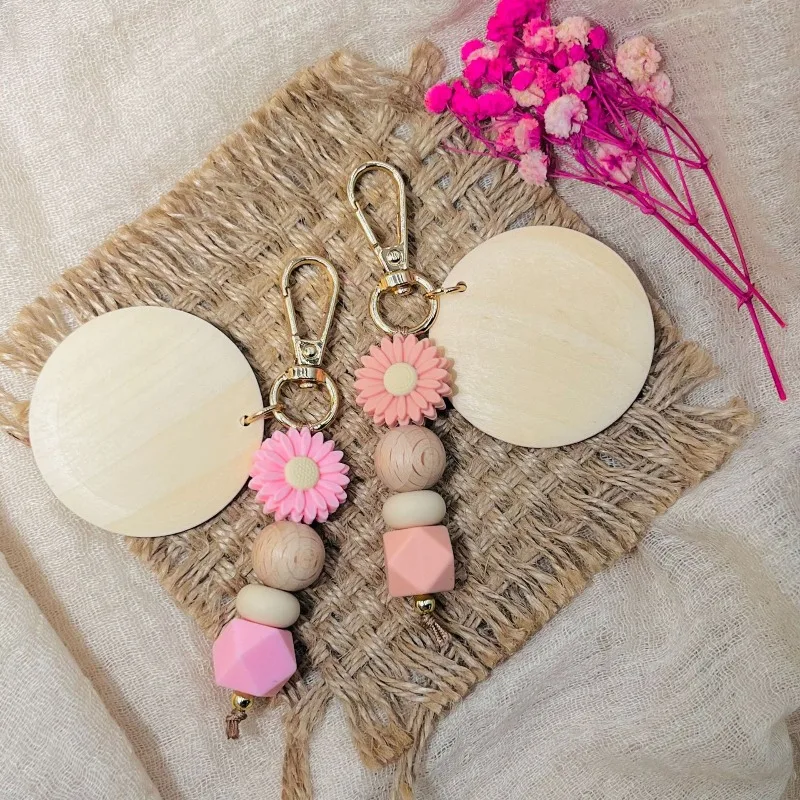 Wholesale 10PCS Wood Keychains Blanks Ornaments Key Ring Jump Rings DIY Key Chain Tags Keyring Engraving Custom Name Logo Gift