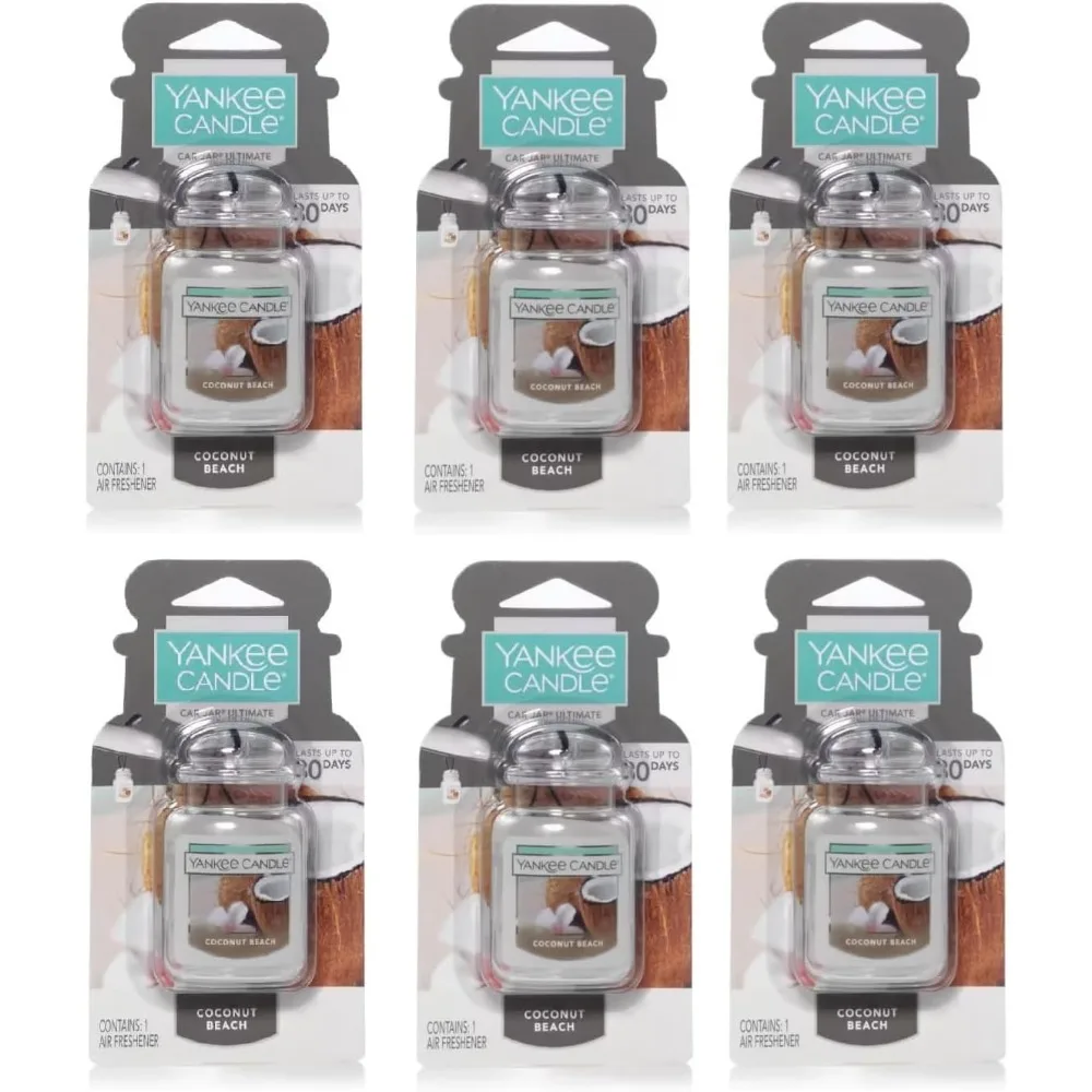 

Coconut Beach Hanging Gel Car Air Freshener Long Lasting Tropical Scent Neutralizes Odors in Vehicles Small Spaces