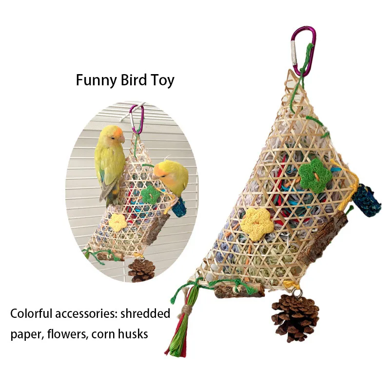 Material natural animal de estimação papagaio brinquedo pássaro balanço exercício moagem mordendo corda brinquedos animal de estimação papagaio arara rede pássaro trança brinquedo