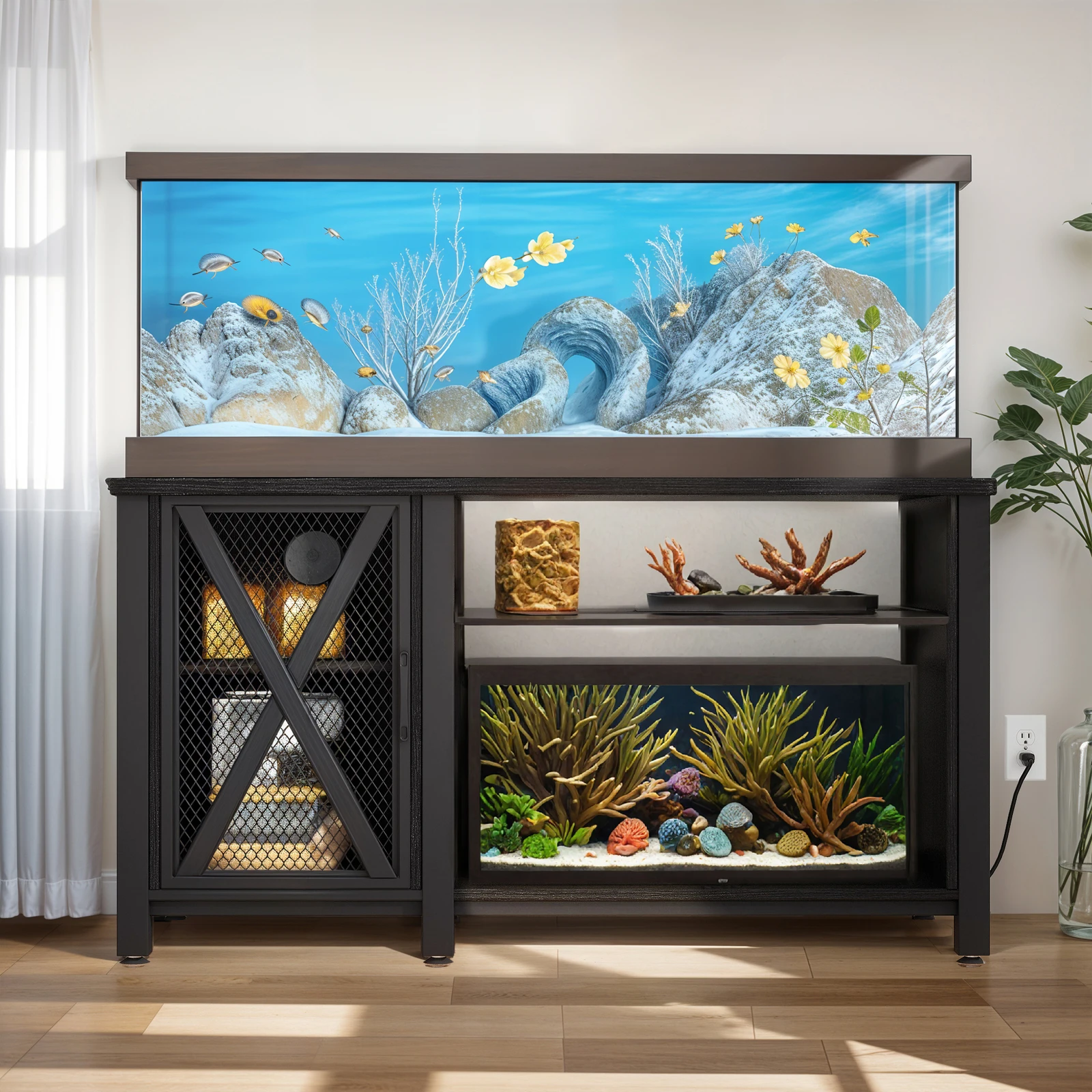 

Metal Aquarium Terrarium Storage Cabinet Power Outlets