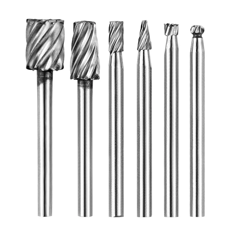 Rotary File Grinding Head Set: 6pcs High-Speed Steel Tool for DIY Carpentry and Wood Polishing