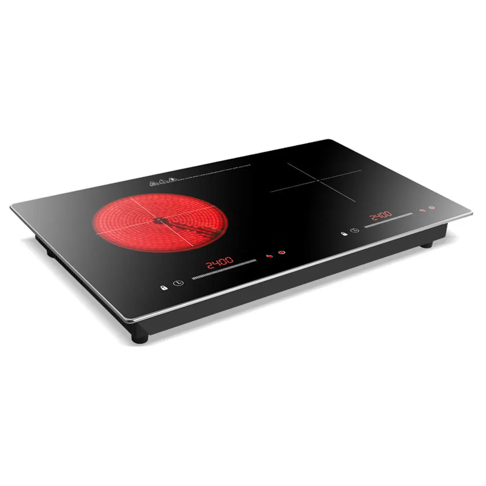 Fornello a induzione incorporato a doppia testa Fornello elettrico in ceramica per uso domestico Doppio fornello Pentole da incasso