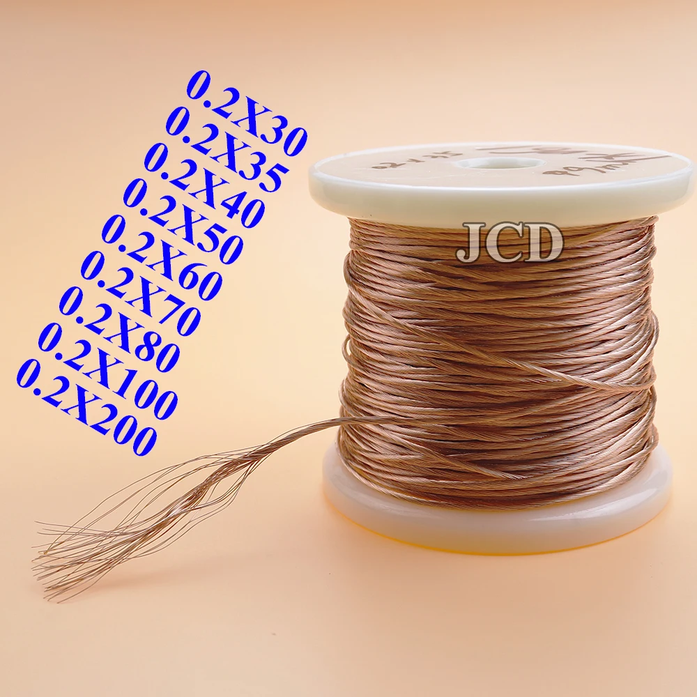 0.2x30/35/40/50/60/70/80/100/200 Strands 1m Litz Wire, Stranded Enamelled Copper Wire / Braided Multi-Strand Wire 0.2mm