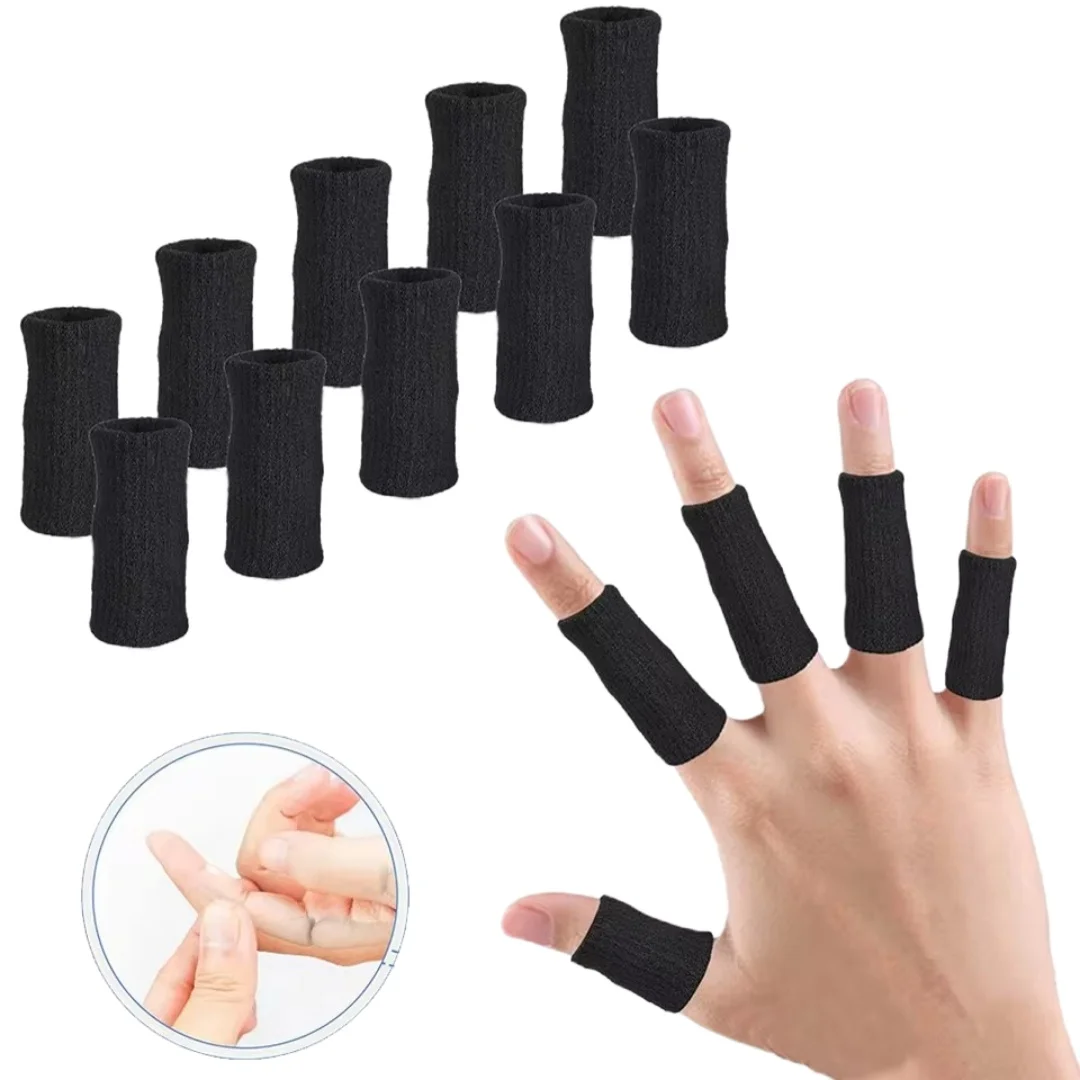 10pcs Elastic Knitted Finger Protectors Finger Brace Support Finger Guards Sports Finger Protective Sleeves Covers for Knuckles