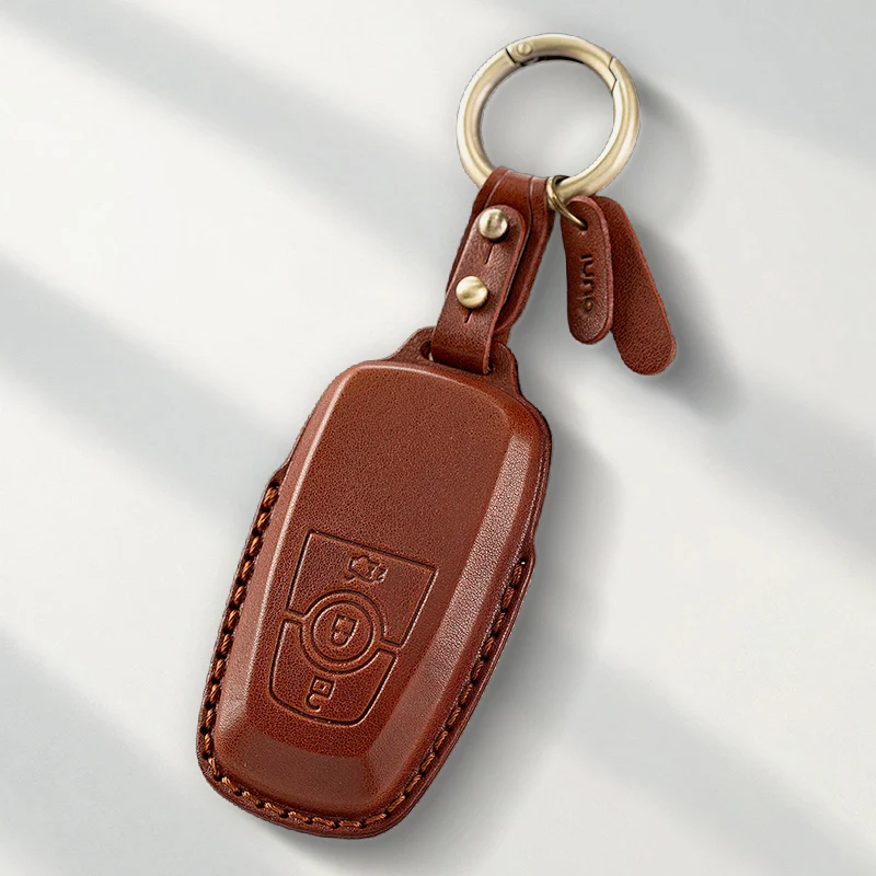 Genuine Leather Protector For Ford Fusion Edge Mustang Explorer F150 F250 F350 F450 Key Case Cover Fob