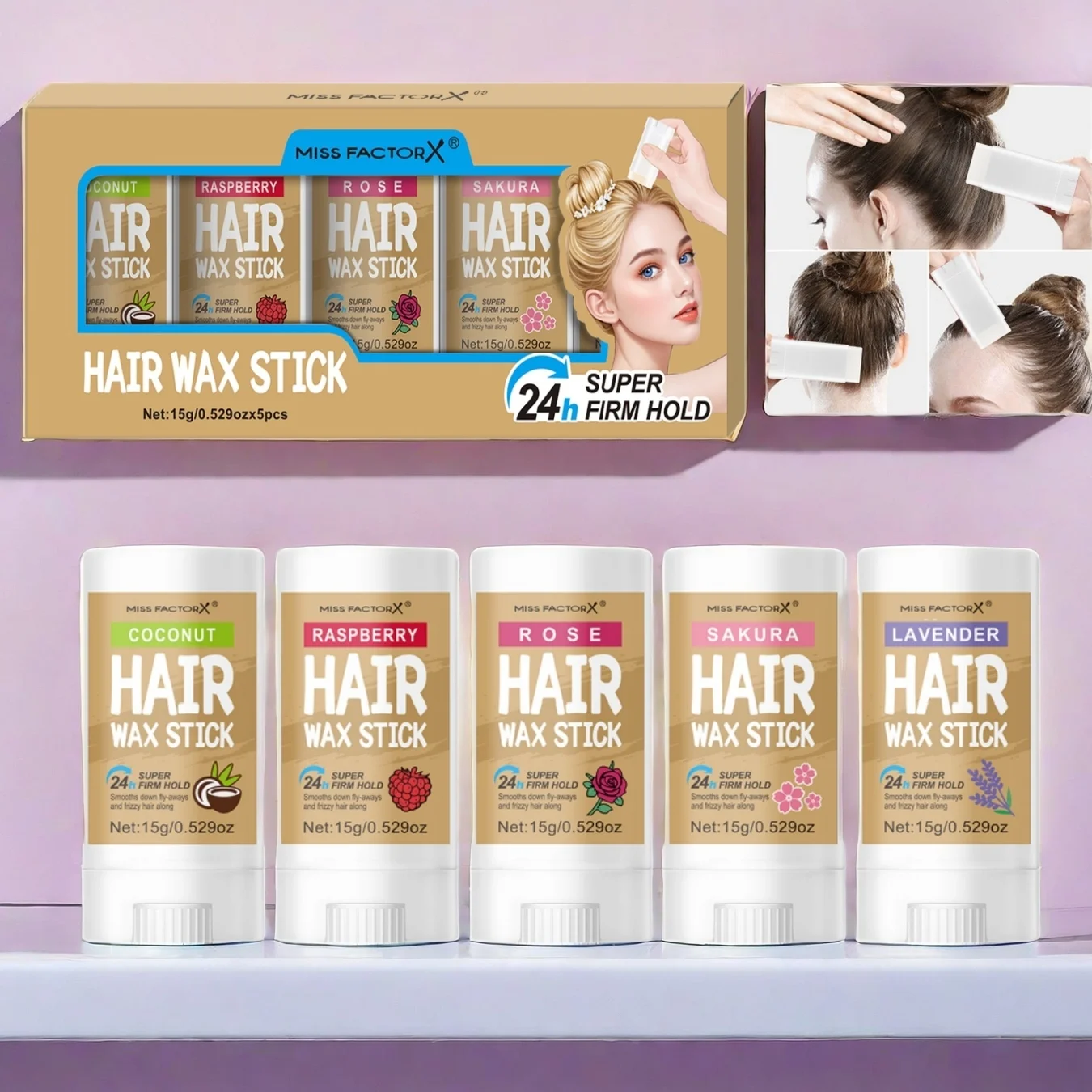 5PCS Fragrance Hair Wax Stick Set, Nourishing Hair and Lasting for 24 Hours to Say Goodbye to Messy Hair Problems