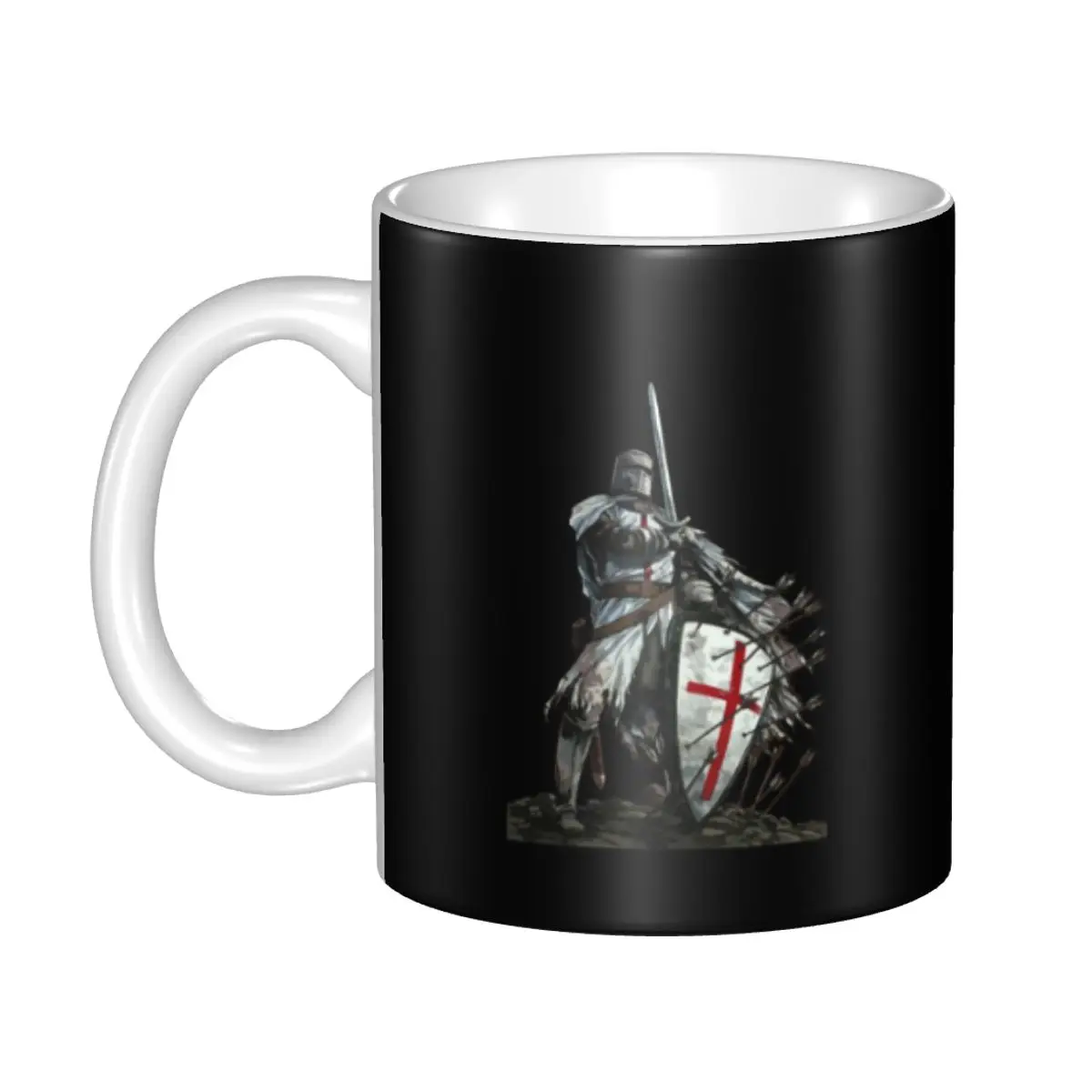 Knights Templar Warrior Mugs Custom Medieval Templar Shield Cross Ceramic Coffee Mug Creative Present