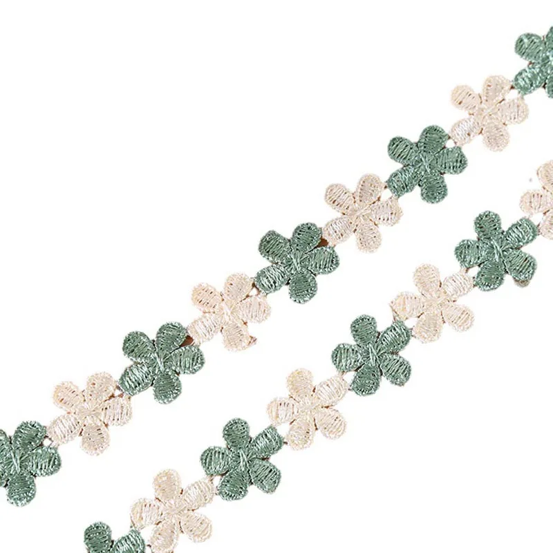 

30Yards Green Garment Accessory Floral Ribbon Trim Water Soluble Lace Ribbon Flower Embroidery Lace Trim For Hair Ornament