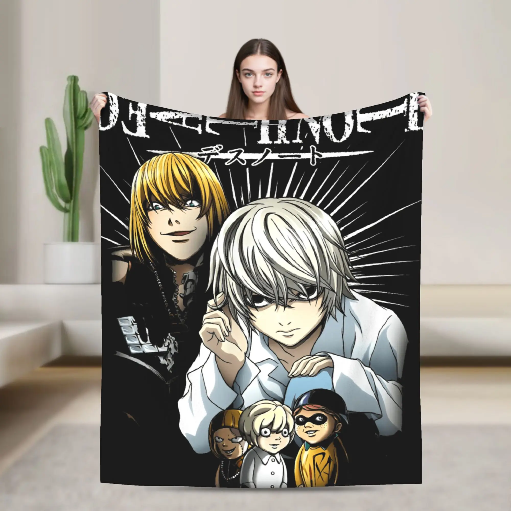 Death Note Near and Mello Flannel Blanket  Super Soft Throw Blanket for Living Room Airplane Travel Bedspread Sofa Bed Cover