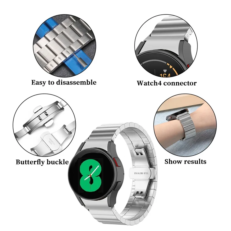 Bezel Ring+Strap for Samsung Galaxy Watch 4 5 Pro 45mm 44mm 40mm No Gaps Metal Band Galaxy Watch 4 6 Classic 42mm 46mm 43/47mm