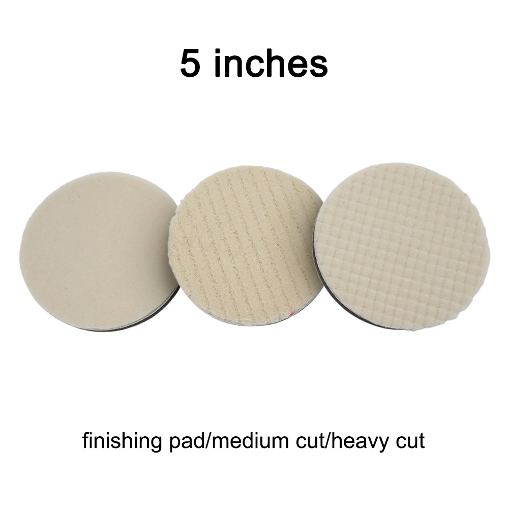 3Pcs 3/5/6/7in Wool Polishing Pads Buffing Pads Waxing Pads Sealing Cleaning Tools For Cars Glass Stone Ceramics Furniture Wood