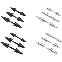 2Pcs 16G Spike Eyebrow Piercing Jewelry Curved Barbell Vertical Tongue Lip Rings Spike Tragus Helix Earrings Rook for Women Men