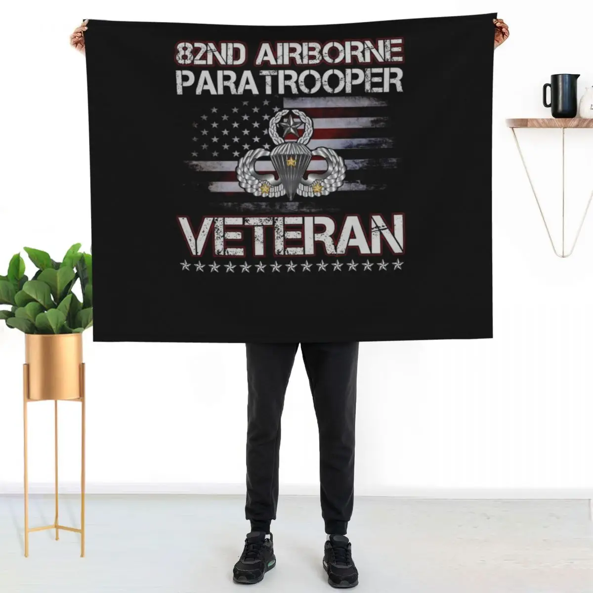 82nd Airborne Paratrooper Veteran Vintage Throw Blanket halloween funny gift Thin Cute Travel Blankets