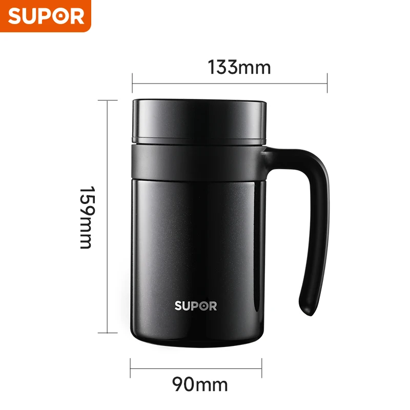 SUPOR Stainless Steel Insulated Cup Vacuum Thermal Mug Tumbler Coffee Mug Beer Cup with Handle Double Wall Office Vacuum Flasks