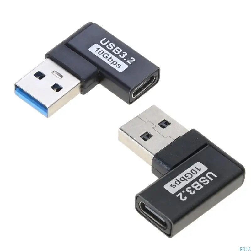 R91A Тип C Женский до USB 3,0 Мужской конвертер 10 Гбит / с типа C до USB 3,0 90 градусов