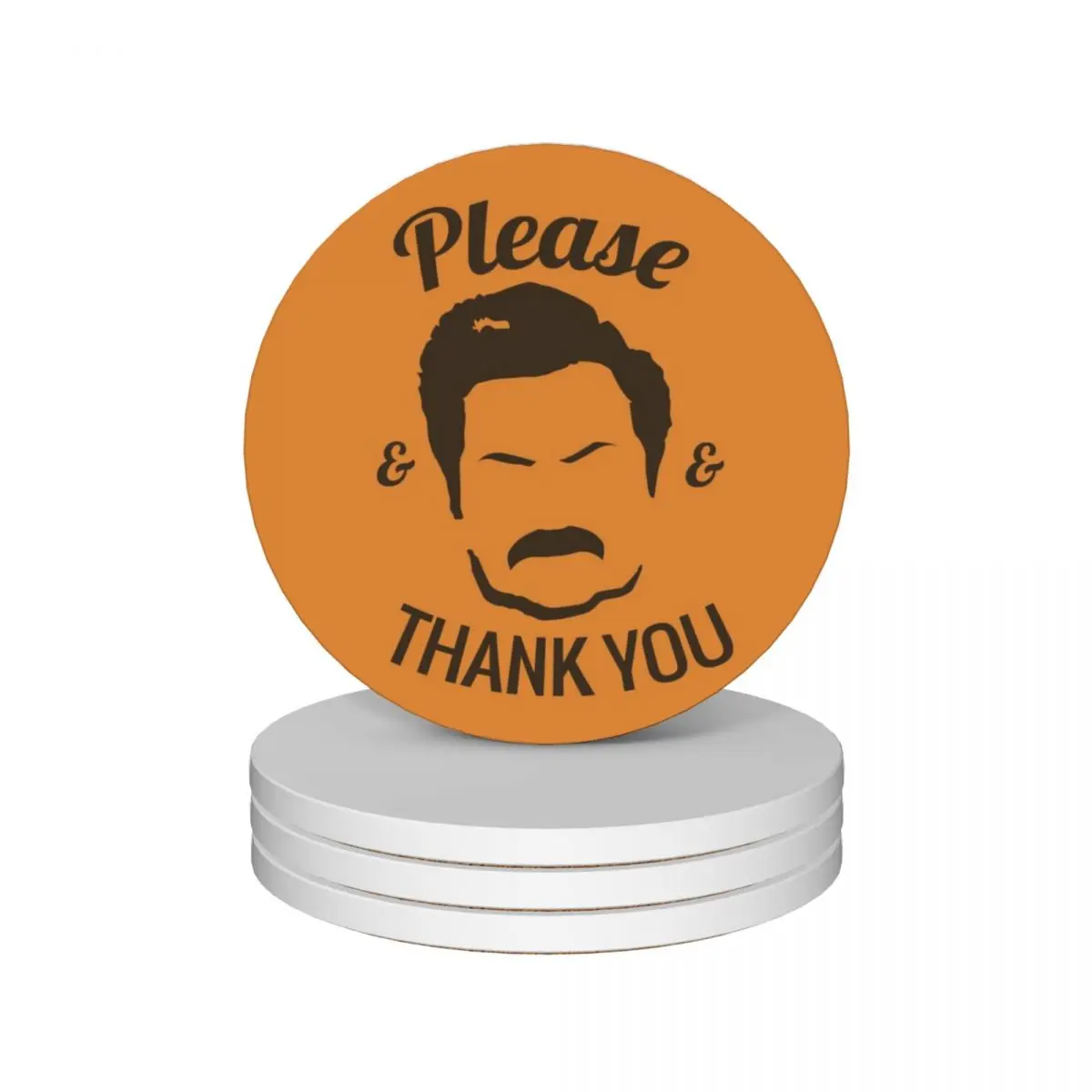 Ron Swanson - Please & Thank you Ceramic Coasters (Set of 4) for coffee cups slate Coasters