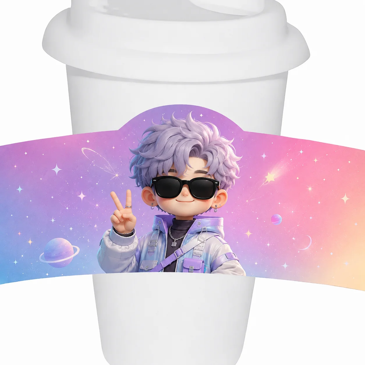 

Custom Kpop And Anime Semicircle Cupsleeve Idol Birthday Paper Cup Sleeve for Fan Anime Event Gifts