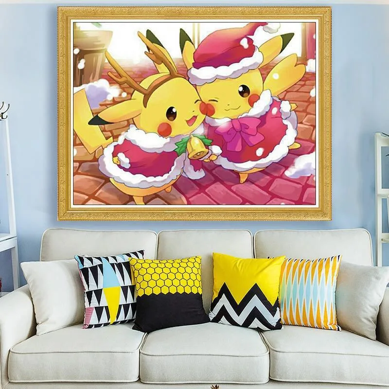 

5D Diamond Painting Cartoon Pikachu Lovers Full Drill Embroider Multi-size Living Room Decoration Draw Handiwork Material Packs