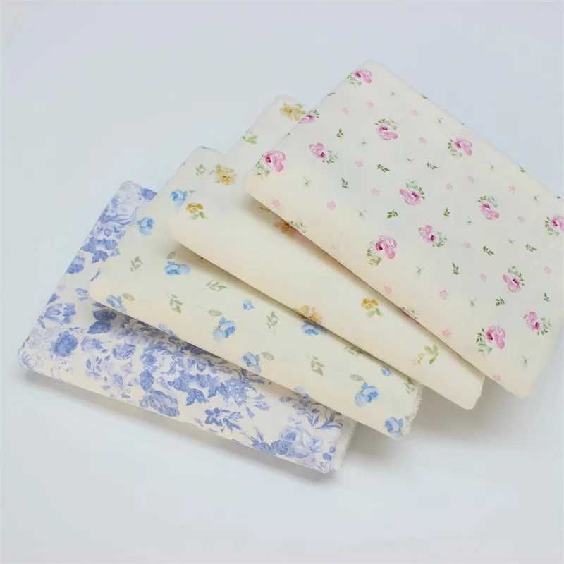 Soft and Comfy Cotton Fabric in Chic Floral Print for Kids' and Women's Apparel, 145x50cm