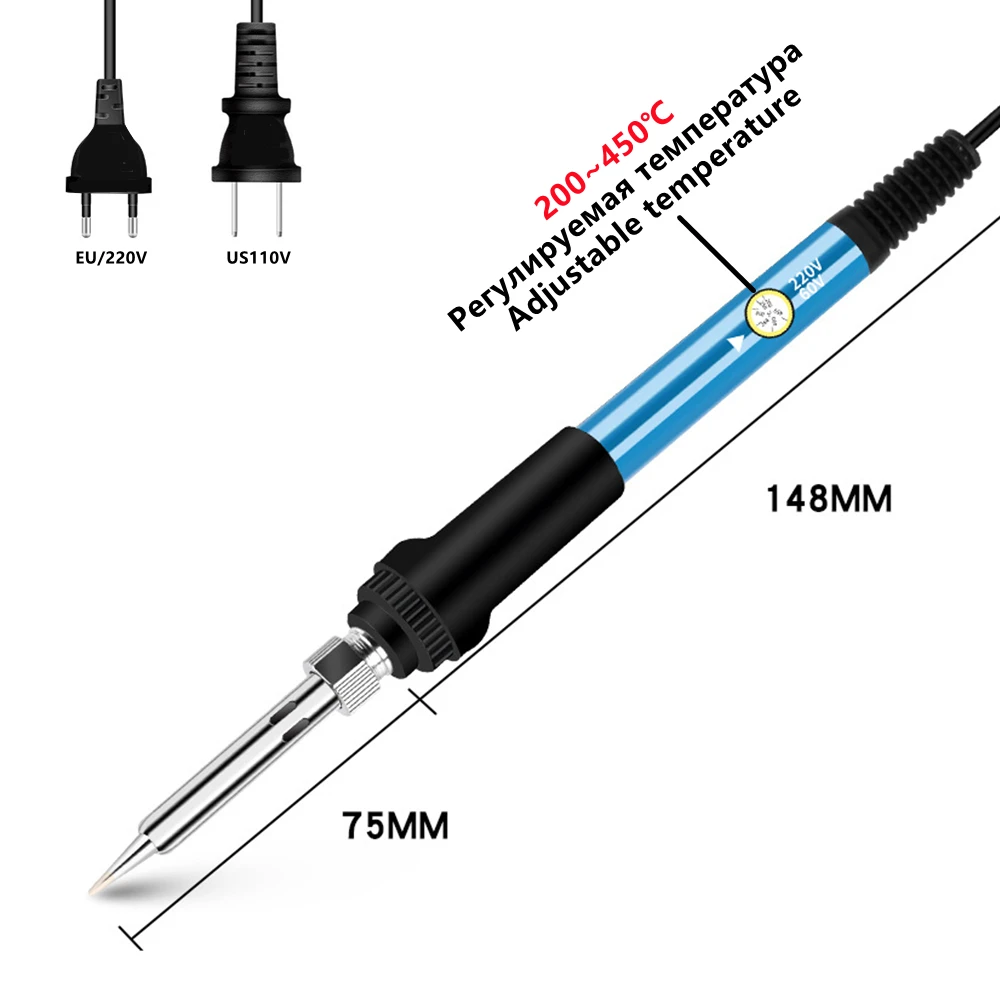 Mini Soldering Iron Adjustable Temperature Electric Solder Iron Rework Station Mini Handle Heat Pencil Welding Repair Tools 60W