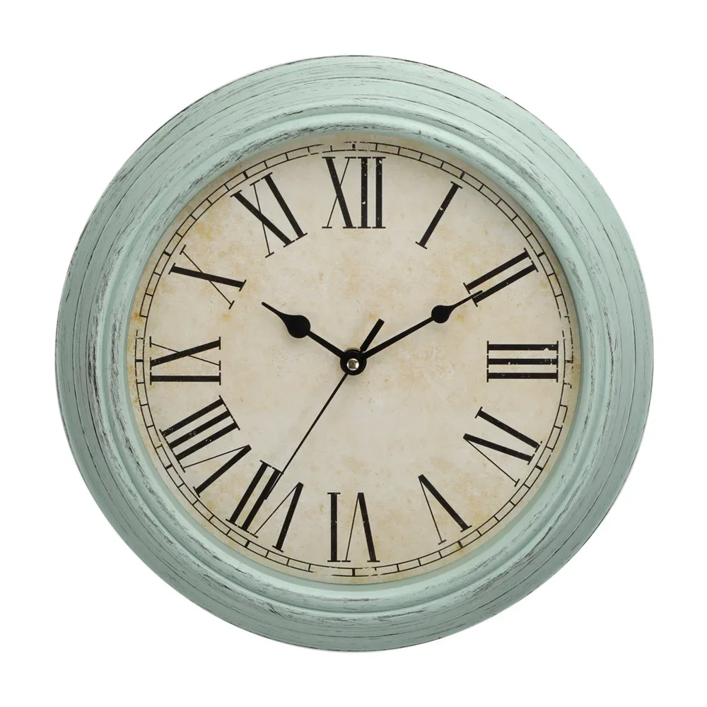 American Vintage Quartz Wall Clock Silent Circular Farmhouse Design Home Decor for Living Room