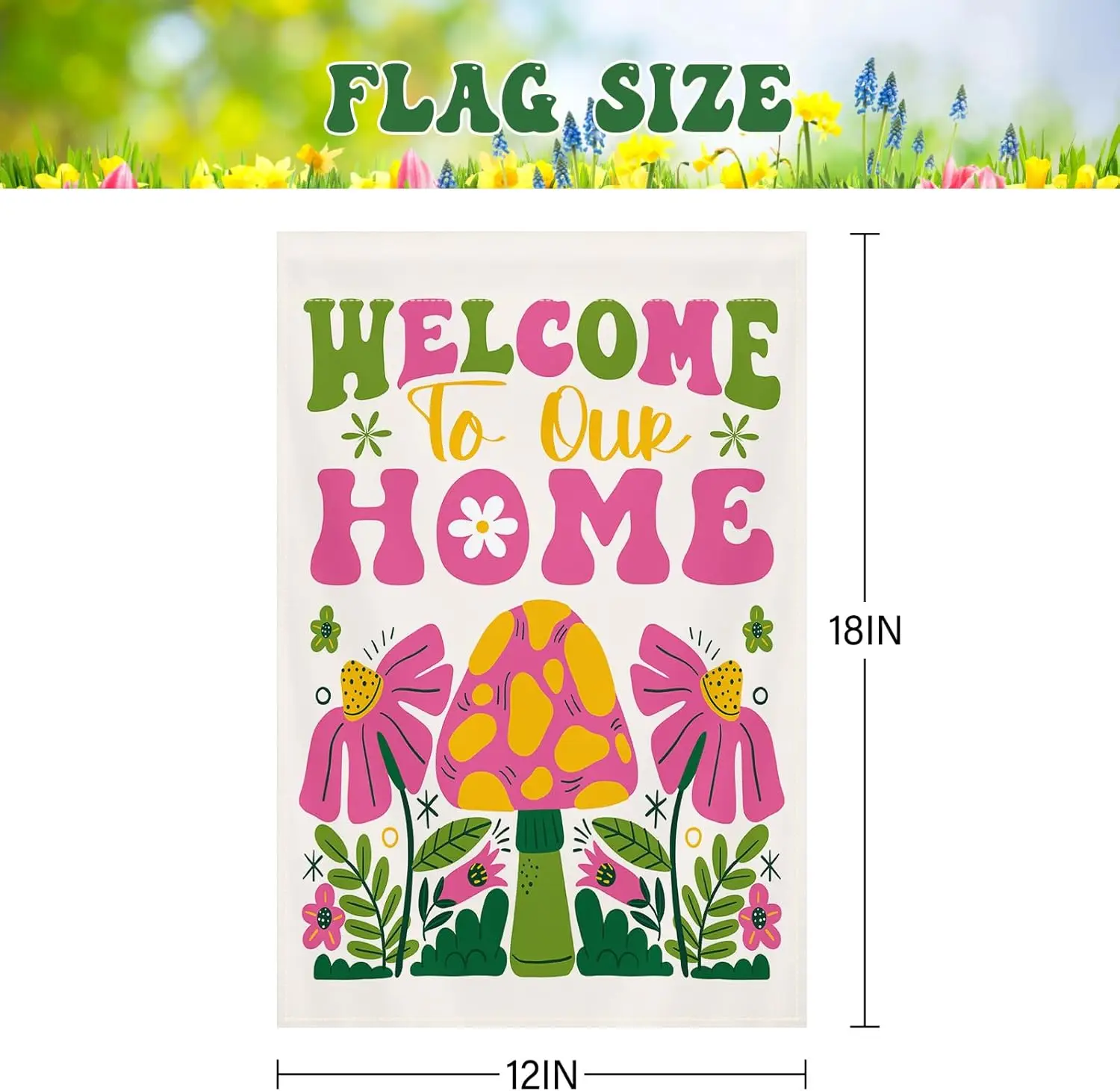 Double Sided Cartoon Dreamy Spring And Summer Garden Flag -12 × 18 Inches Welcome Theme Polyester Fiber Fresh Style Courtyar SSL