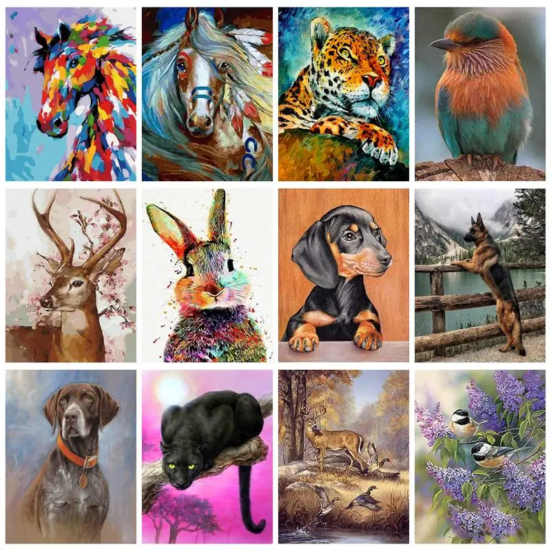 

CHENISTORY Modern Painting By Numbers Horse Dog Deer Bird Decorative Paintings Unique Gift For Adults For Handiwork Animals