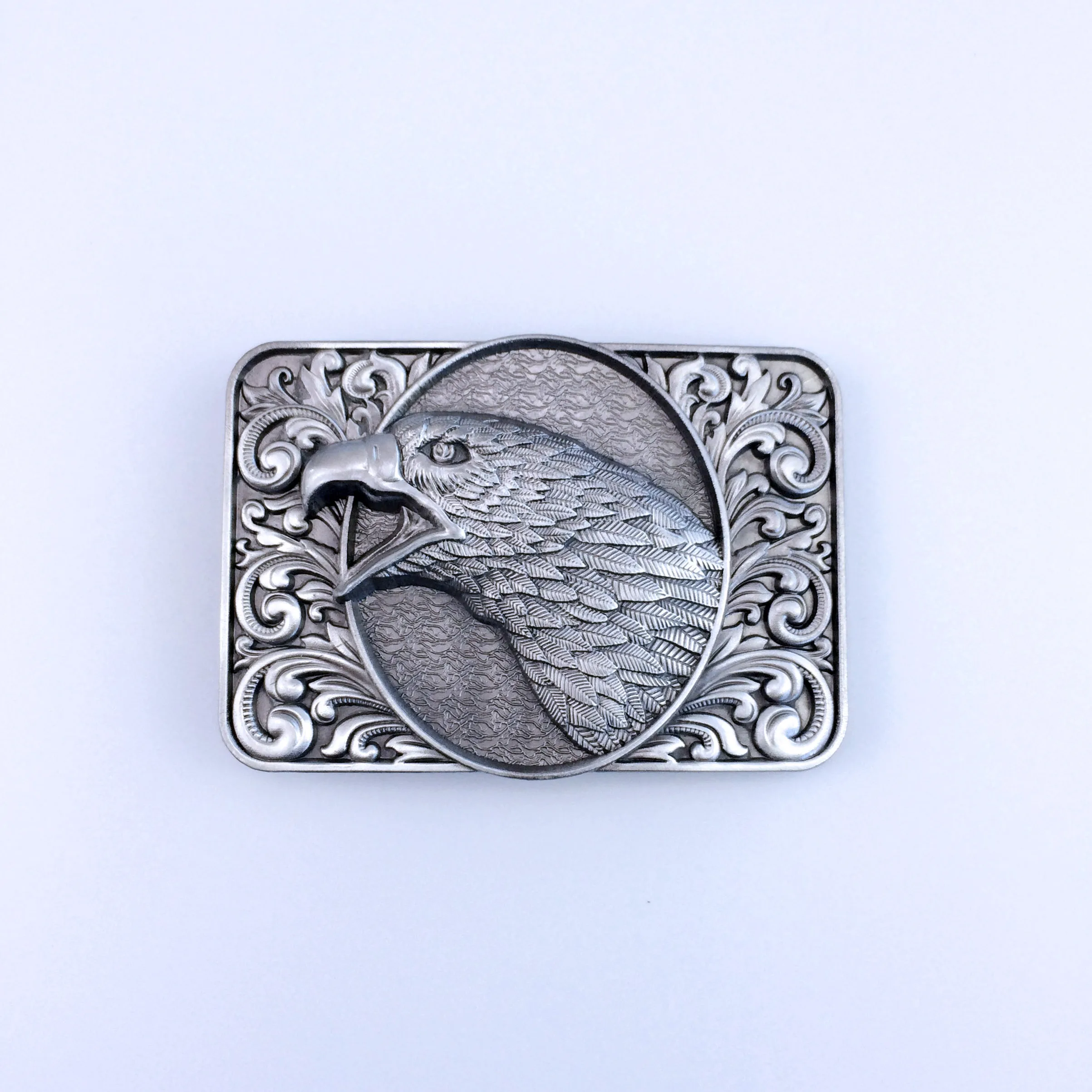 Lake Enamel Bald Eagle Head Ornate Western Belt Buckle Boucle de Ceinture Free Shipping