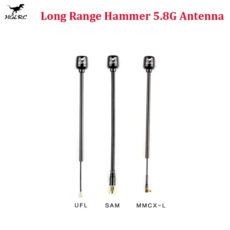 HGLRC Mini Long Range Hammer Antenna Mini RHCP LHCP Spin SMA IPEX MMCX Angle 5.8G 2.5dBi 135mm For RC FPV Racing Drone