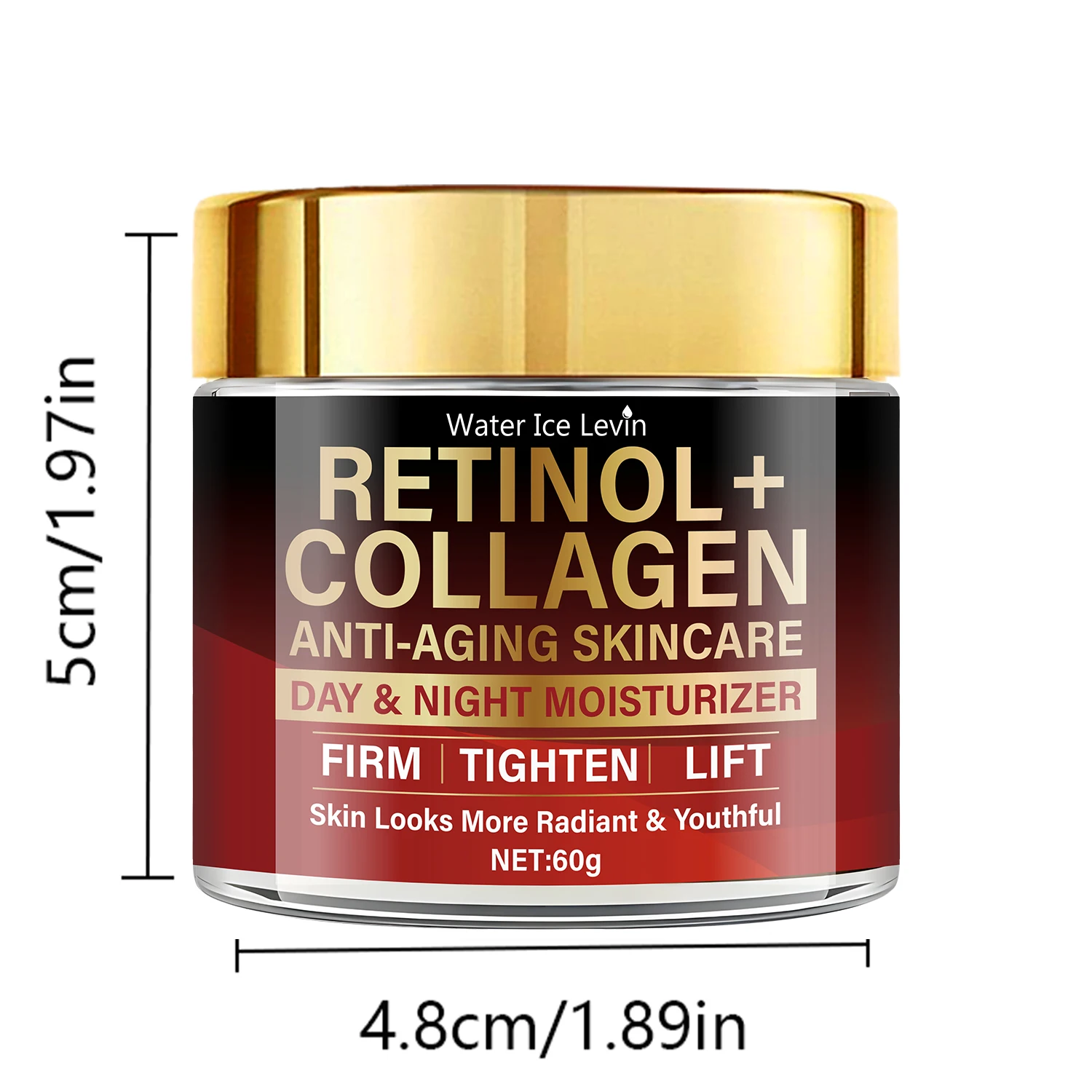Água gelo levin retinol colágeno creme de dupla efeito 60g anti-envelhecimento endurecimento dia e noite revitalizante anti-rugas cuidados com a pele