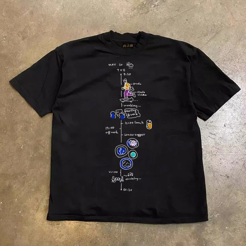 Upward Hero 3A260g Double Thread Pure Cotton Short Sleeve Loose Fit T-Shirt Unisex Summer Casual round Neck Tee for Couples