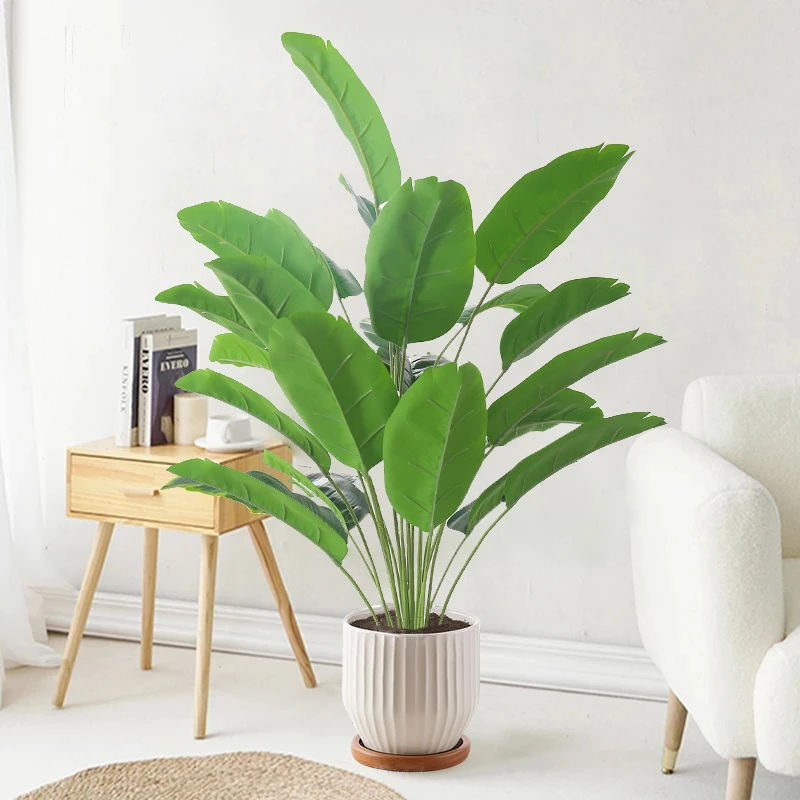 65-90cm Artificial Plants Large Tropical Palm Tree Fake Banana Plants Real Touch Plastic Monstera For Home Garden Party Decor