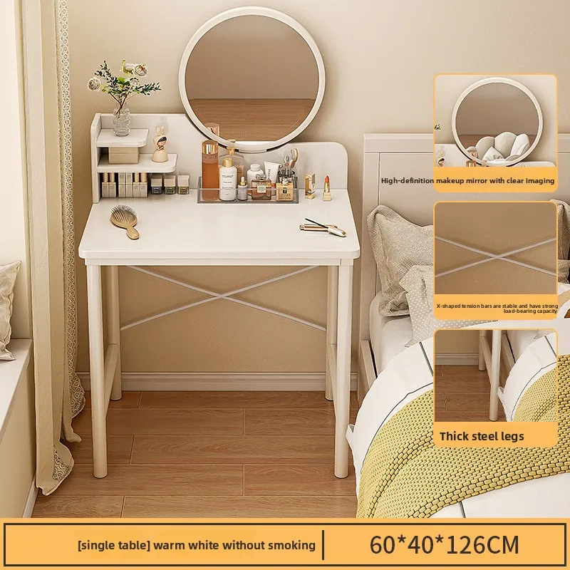 Makeup table Small apartment bedroom Makeup storage Integrated bedside table Dresser