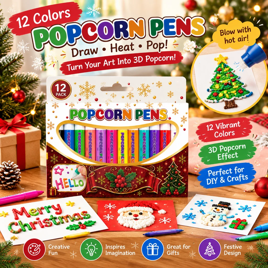 Christmas Puffy Pens 12 Colors 3D Puff Effect Craft Pens DIY Painting Markers for Cards Journals Projects Enthusiast Nice Gift