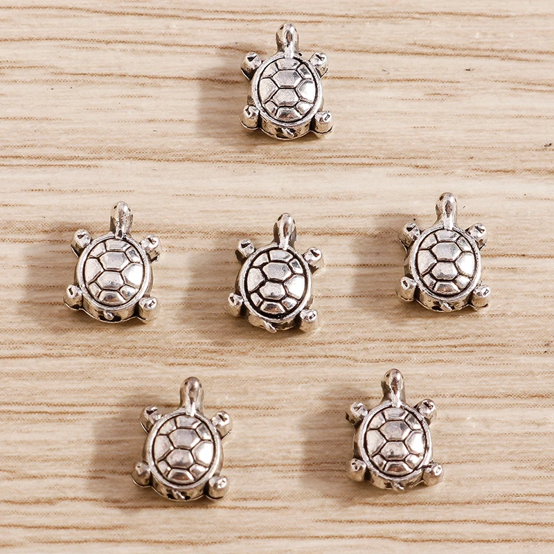50 Stück süße Mini-Legierung Schildkröte lose Spacer-Charms Perlen für Schmuckherstellung DIY Armbänder Halsketten handgefertigte Bastelzubehör – Detail 5