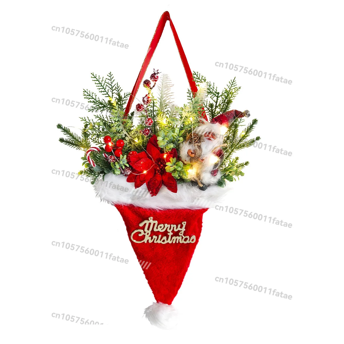 

Christmas Hat Decoration Pendant Christmas Simulation Green Plant Pine Needle Door Hanging Christmas Tree Decoration Supplies