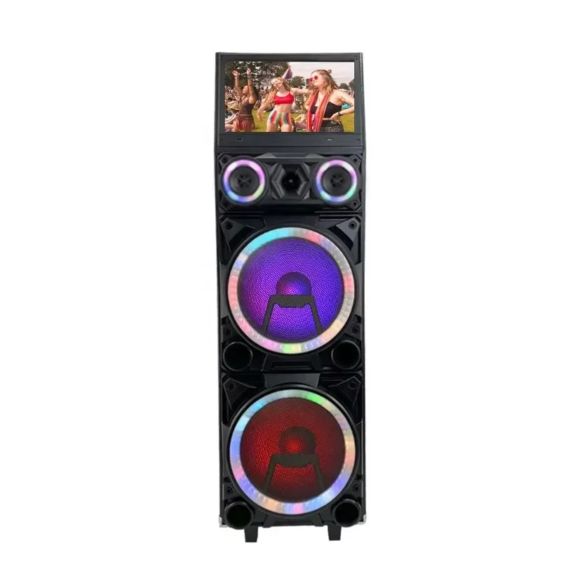 for 2021 New Smart System Touch Screen Bt Multifunction WIFI Video Trolley Speaker with 14 Inch Karaoke Party Pa Speaker Wood