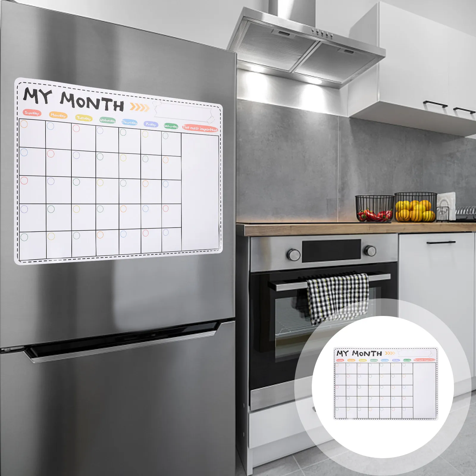 

Magnetic Whiteboard for Fridge High Gloss No Trace Monthly Message Board Household Schedule Note Dry Erase Calendar Magnetic
