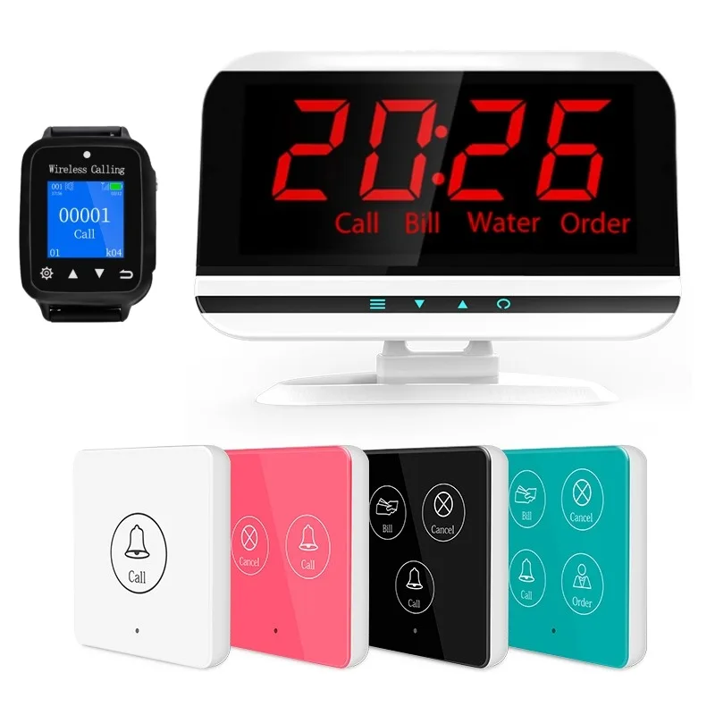 Wireless Calling Pager System Guest Table Call Button Paging Waiter Pager Receiver Beeper Service Calling System for Restaurant